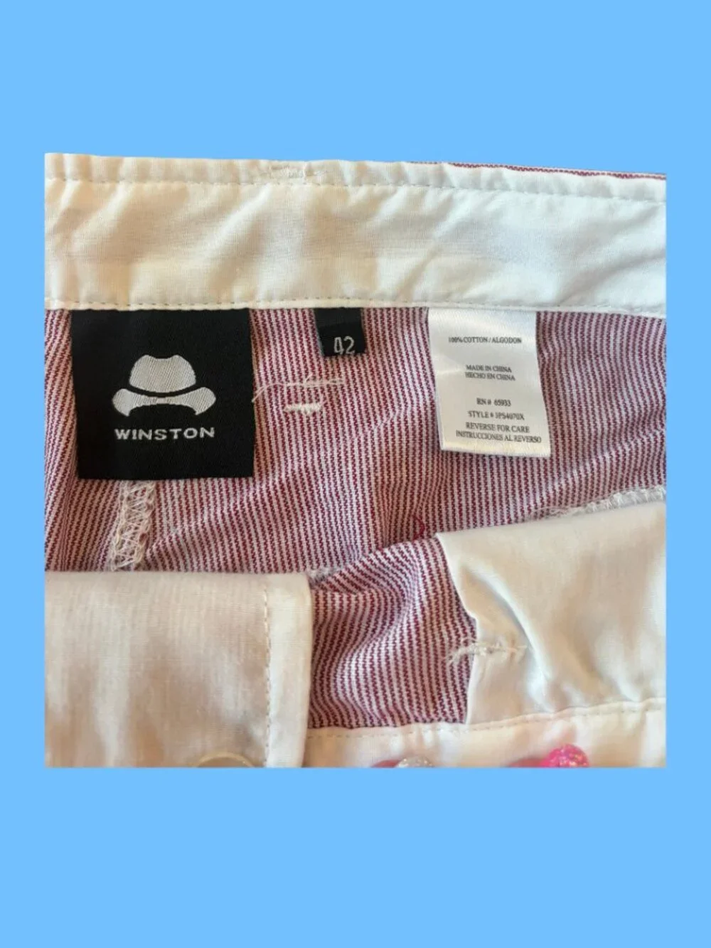 Winston Men’s Size 42 Red White Stripe Cotton Chino Shorts NWT